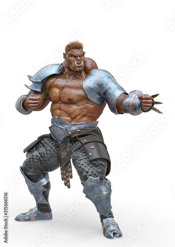 orc is ready for action in a white background