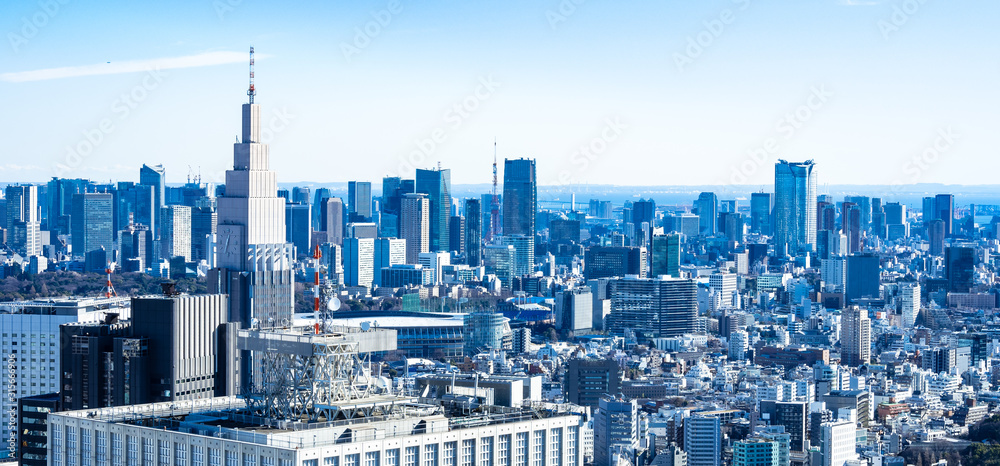 Naklejka premium 東京都市風景 ワイド
