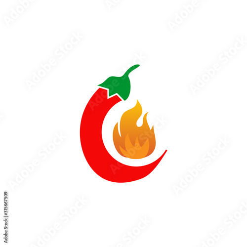 Red chili logo design vector illustration template