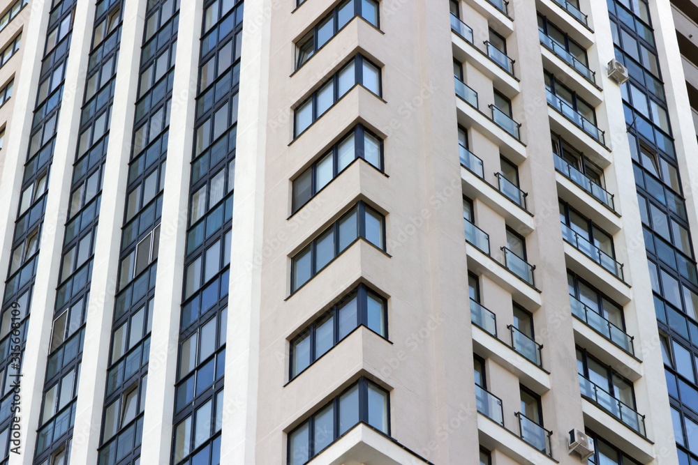 Modern typical residential high-rise buildings. New buildings. Modern typical residential high-rise buildings. New buildings.
