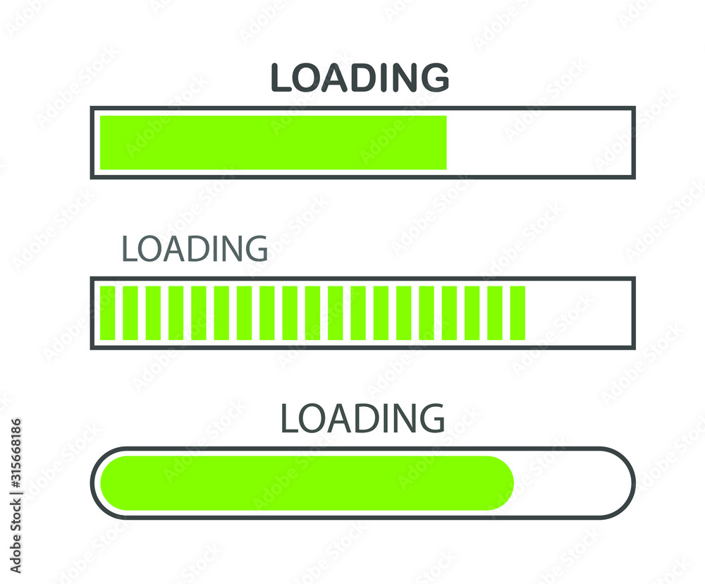 Vector progress loading bar set. Process indicator. Vector illustration. Vector progress loading bar set. Process indicator. Vector illustration.