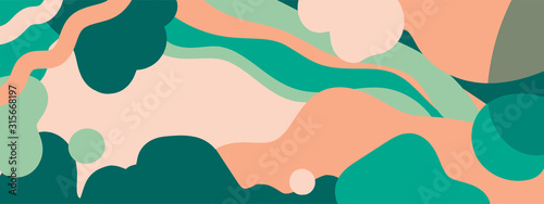 Horizontal abstract banner background in modern colors, in popular flat art style