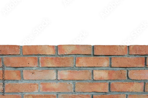 Half brick wall isolated on white background