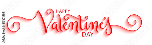 HAPPY VALENTINE'S DAY red vector brush calligraphy banner with spirals