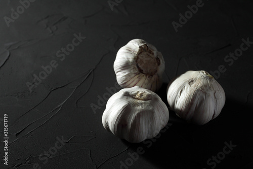 garlic on a dark background