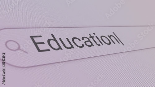 Education Search Bar Close Up Single Line Typing Text Box Layout Web Database Browser Engine Concept