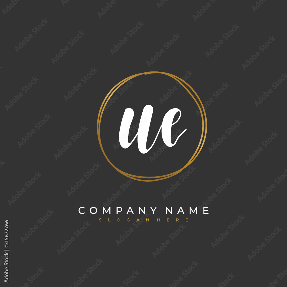 Handwritten initial letter U E UE for identity and logo. Vector logo template with handwriting and signature style. Handwritten initial letter U E UE for identity and logo. Vector logo template with handwriting and signature style.