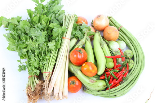 collection of fresh vegetables isolated on white background 
