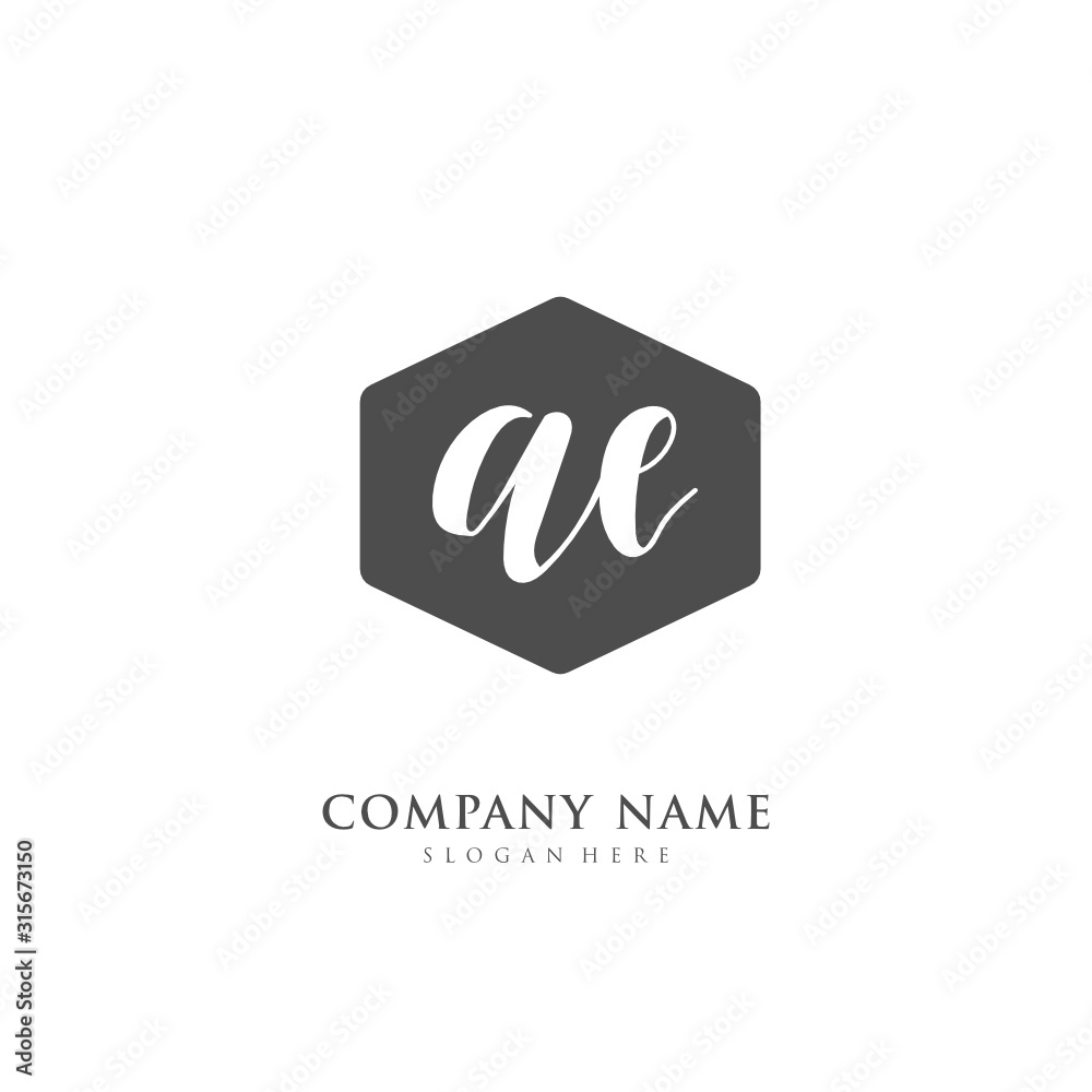 Handwritten initial letter A E AE for identity and logo. Vector logo template with handwriting and signature style. Handwritten initial letter A E AE for identity and logo. Vector logo template with handwriting and signature style.