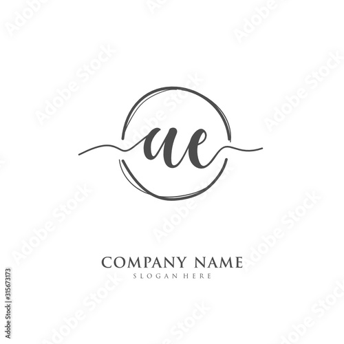  Handwritten initial letter A E AE for identity and logo. Vector logo template with handwriting and signature style.
