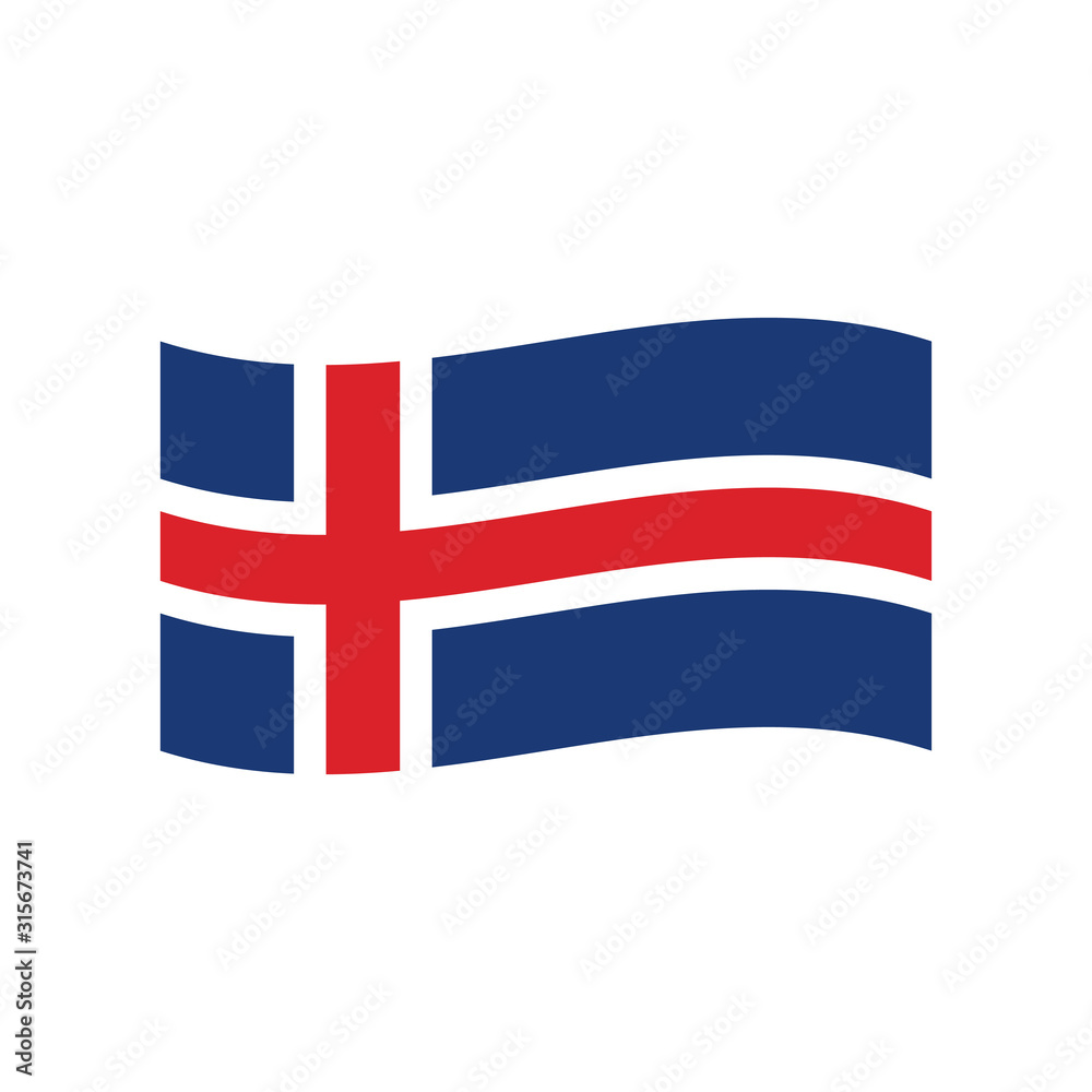 Obraz premium Flag of Iceland flat vector icon isolated on a white background.