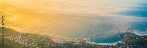 panoramic view from Table Mountain at sunset
