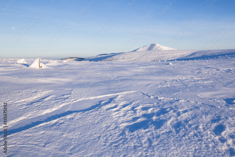 Landscape of the Giant mountains (Krkonose) in winter