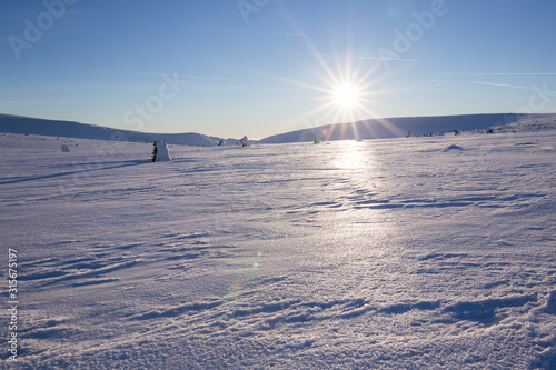 Landscape of the Giant mountains  Krkonose  in winter