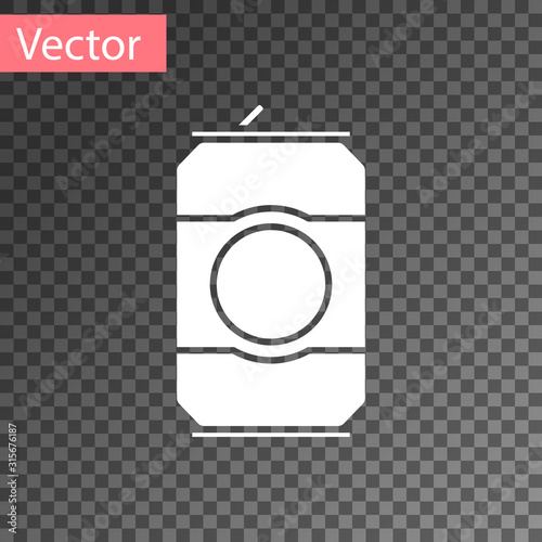 White Beer can icon isolated on transparent background. Vector Illustration