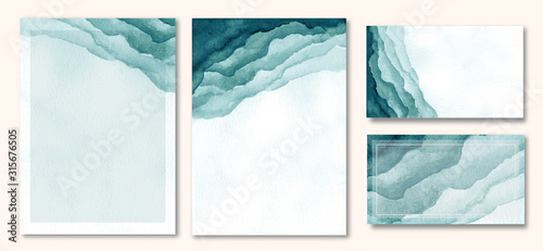 multipurpose card with abstract green watercolor background