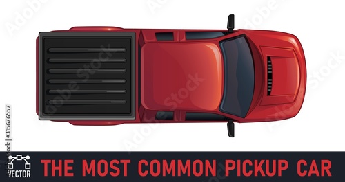 car top view most common pickup for parking or architecture presentation , vector illustration