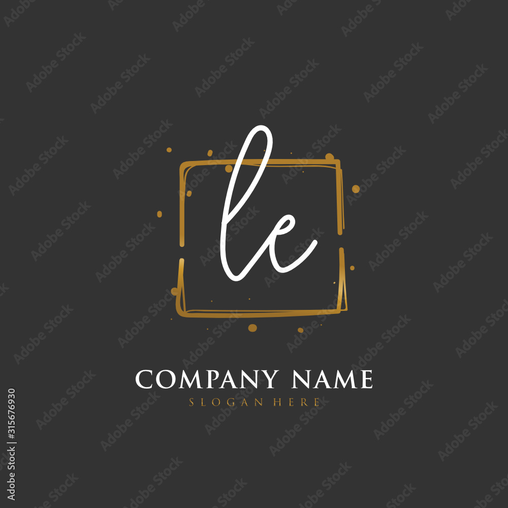 Handwritten initial letter L E LE for identity and logo. Vector logo template with handwriting and signature style. Handwritten initial letter L E LE for identity and logo. Vector logo template with handwriting and signature style.