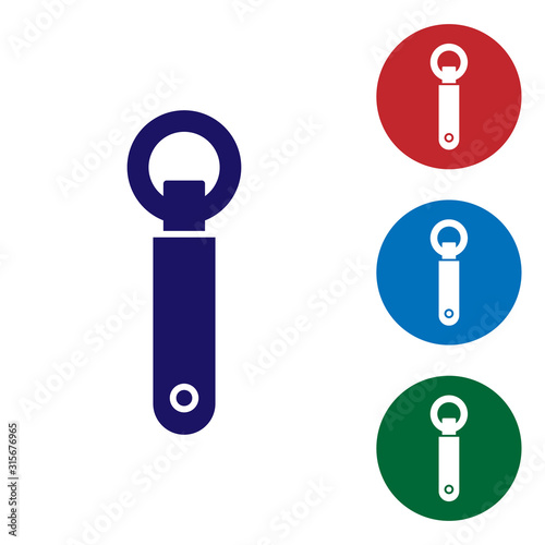 Foto Blue Bottle opener icon isolated on white background