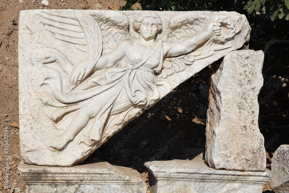 Ephesus Turkey 19 august 2017 Stone statue at nike winged goddess of Victory Stock Adobe Stock