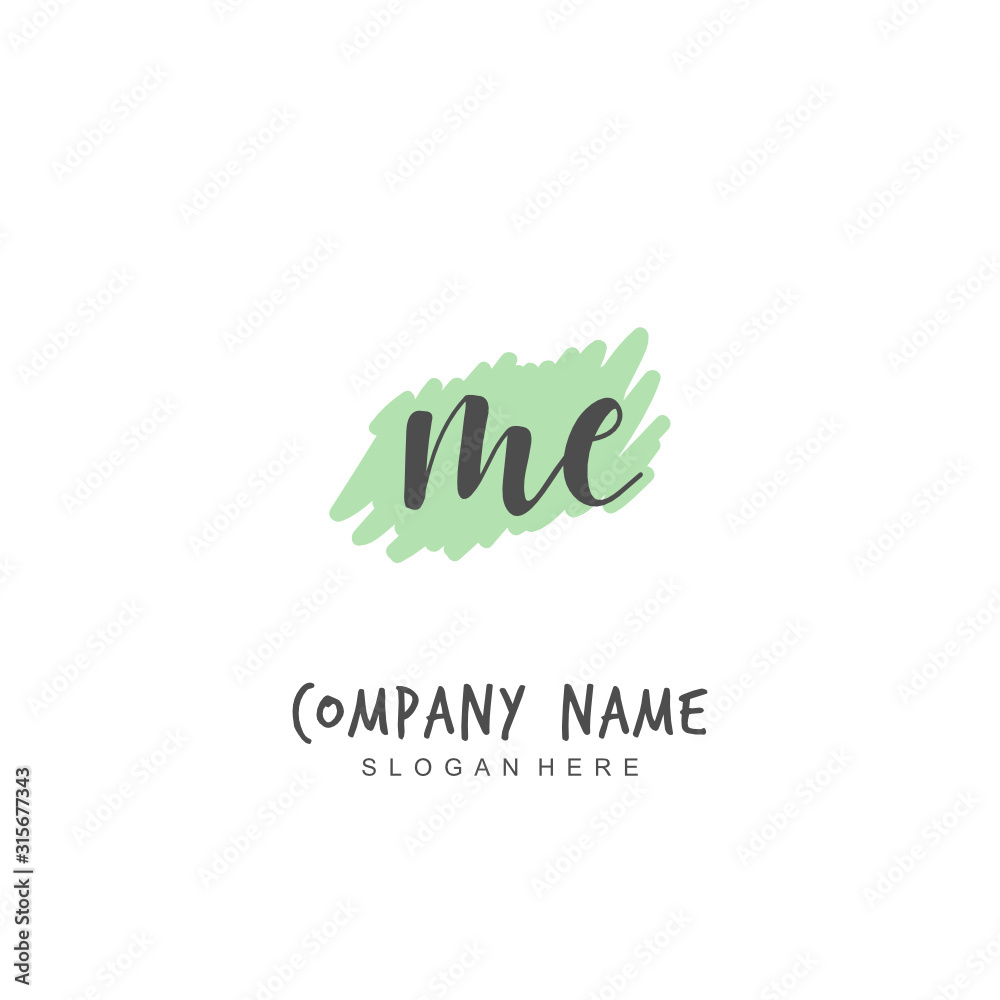 Handwritten initial letter M E ME for identity and logo. Vector logo template with handwriting and signature style. Handwritten initial letter M E ME for identity and logo. Vector logo template with handwriting and signature style.