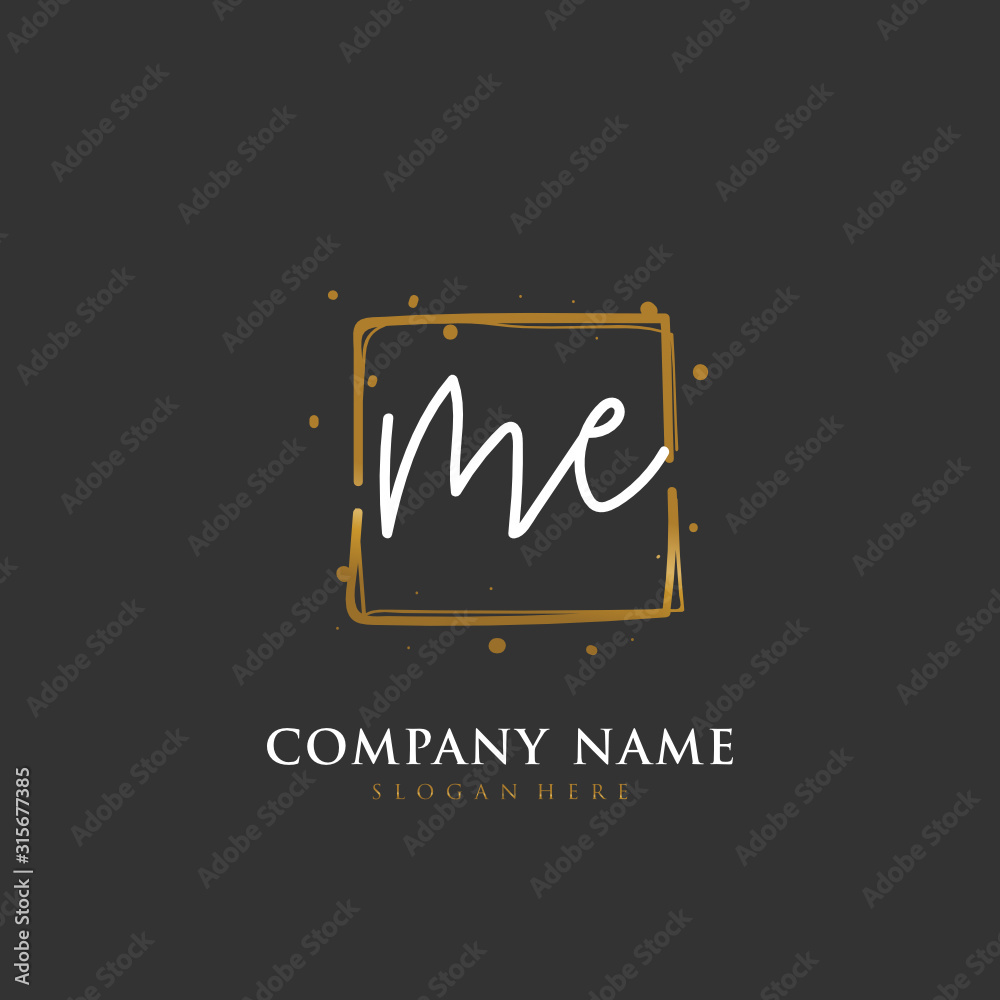 Handwritten initial letter M E ME for identity and logo. Vector logo template with handwriting and signature style. Handwritten initial letter M E ME for identity and logo. Vector logo template with handwriting and signature style.