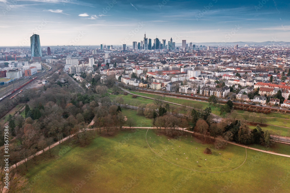 Fototapeta premium Frankfurt am Main Germany aerial view. 15.01.2020 Frankfurt am Main Germany.