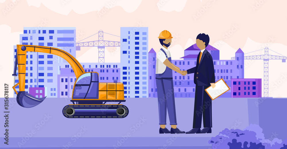 Contractor shaking hand with a construction worker Contractor shaking hand with a construction worker