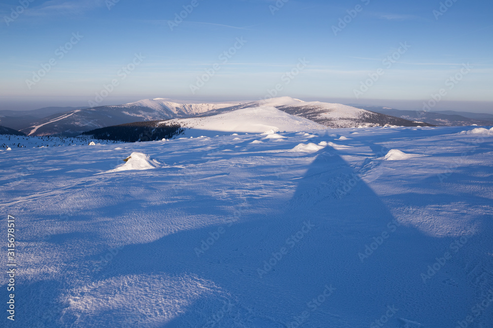 Fototapeta premium Landscape of the Giant mountains (Krkonose) in winter