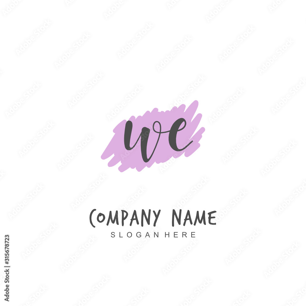Handwritten initial letter W E WE for identity and logo. Vector logo template with handwriting and signature style.