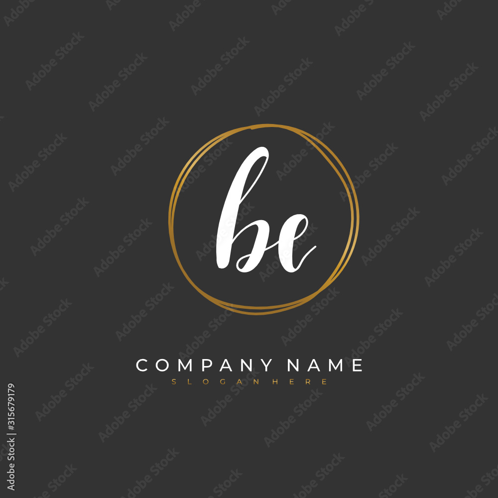 Handwritten initial letter B E BE for identity and logo. Vector logo template with handwriting and signature style. Handwritten initial letter B E BE for identity and logo. Vector logo template with handwriting and signature style.