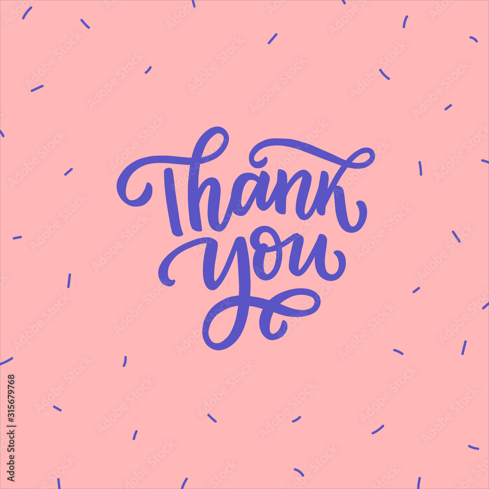 Thank you hand drawn lettering card.  Cute abstract trendy card template.