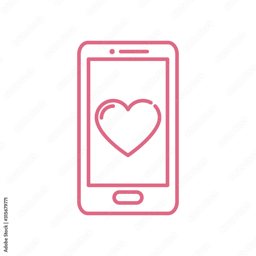 Isolated heart inside smartphone vector design Isolated heart inside smartphone vector design