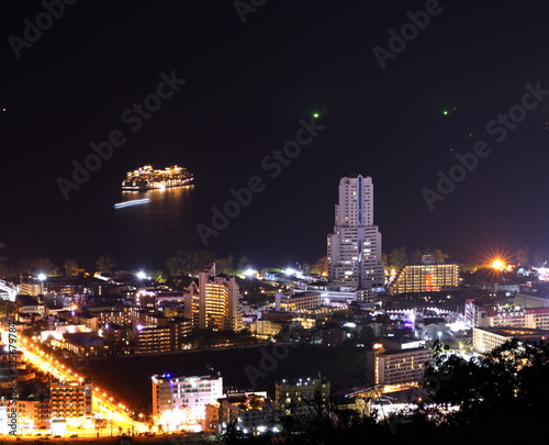 Patong Phuket Thailand nights lights towers and cruise liner © Elias Bitar