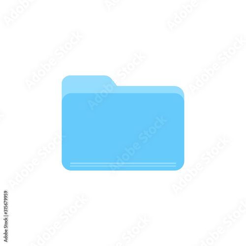 Blue folder flat vector icon isolated on a white background.