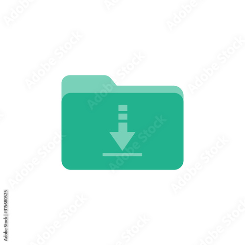 Downloads folder flat vector icon isolated on a white background.