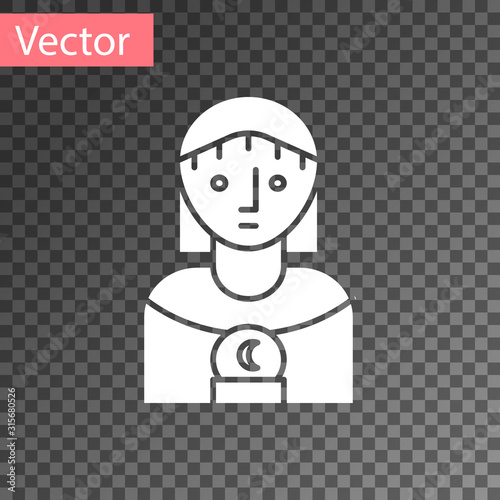 White Astrology woman icon isolated on transparent background. Vector Illustration
