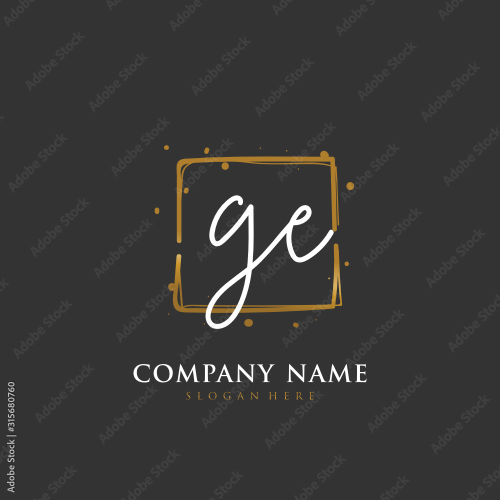 Handwritten initial letter G E GE for identity and logo. Vector logo template with handwriting and signature style. Handwritten initial letter G E GE for identity and logo. Vector logo template with handwriting and signature style.