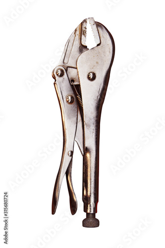 locking pliers isolated on a white background. photo. rust
