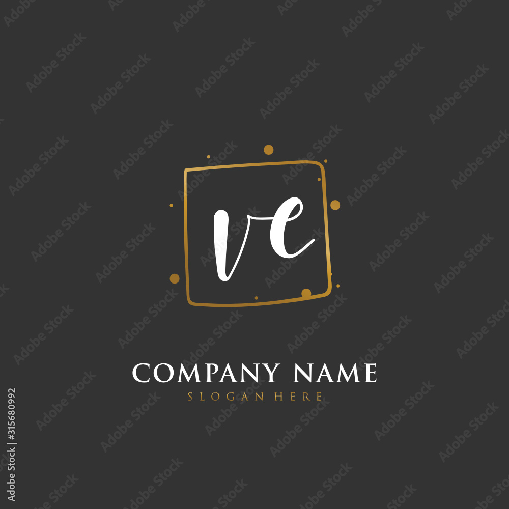 Handwritten initial letter V E VE for identity and logo. Vector logo template with handwriting and signature style. Handwritten initial letter V E VE for identity and logo. Vector logo template with handwriting and signature style.