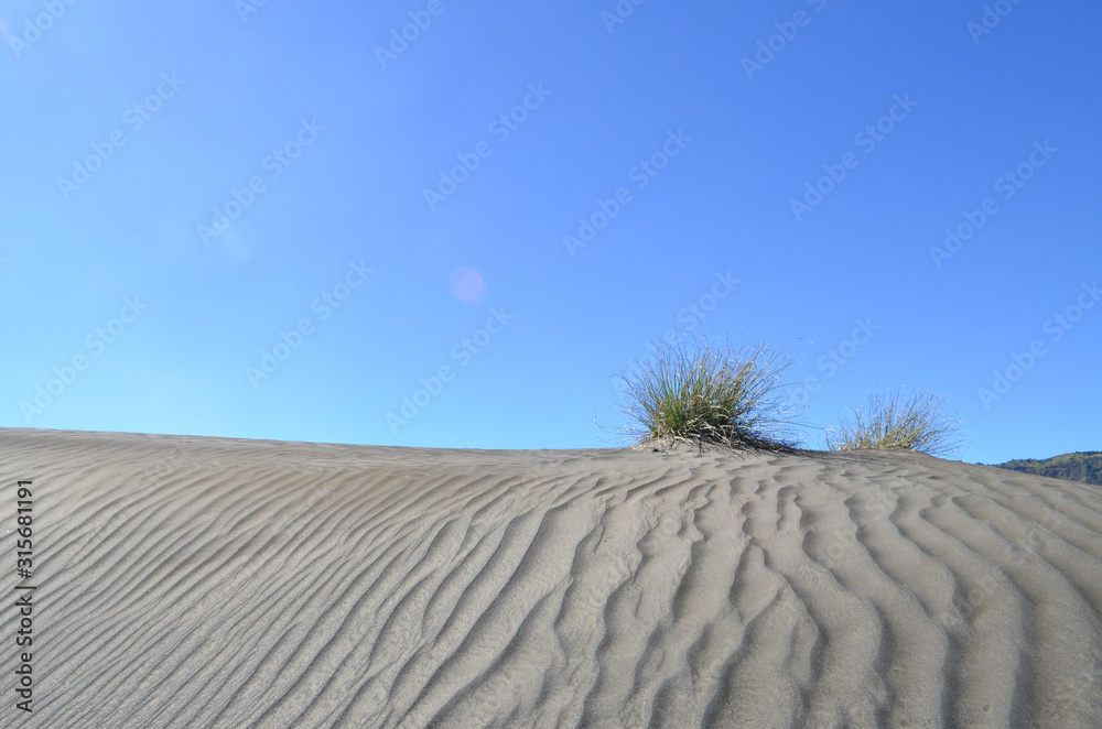 Naklejka premium Sand dune with pattern made by wind at Mount Bromo, Bromo Tengger Semeru National Park, East Java, Indonesia
