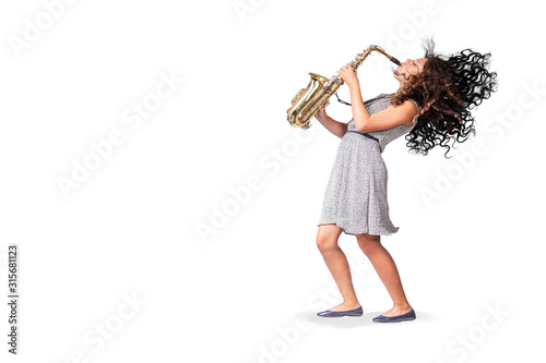 a female teenage saxophonist photo