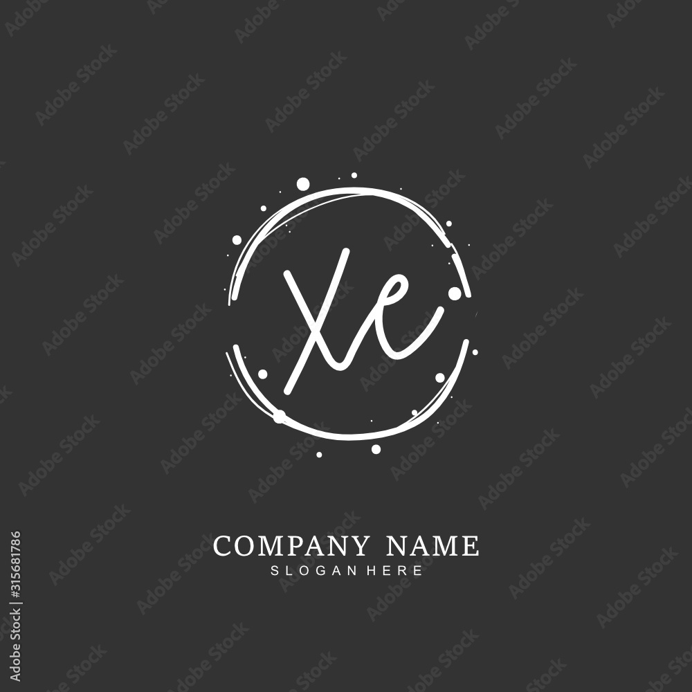 Obraz premium Handwritten initial letter X E XE for identity and logo. Vector logo template with handwriting and signature style.