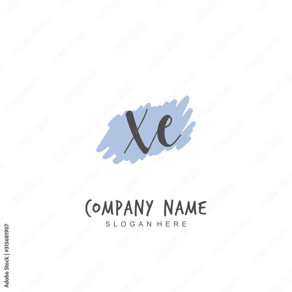 Handwritten initial letter X E XE for identity and logo. Vector logo template with handwriting and signature style.