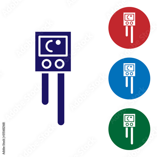 Blue Temperature and humidity sensor icon isolated on white background. Set color icons in circle buttons. Vector Illustration