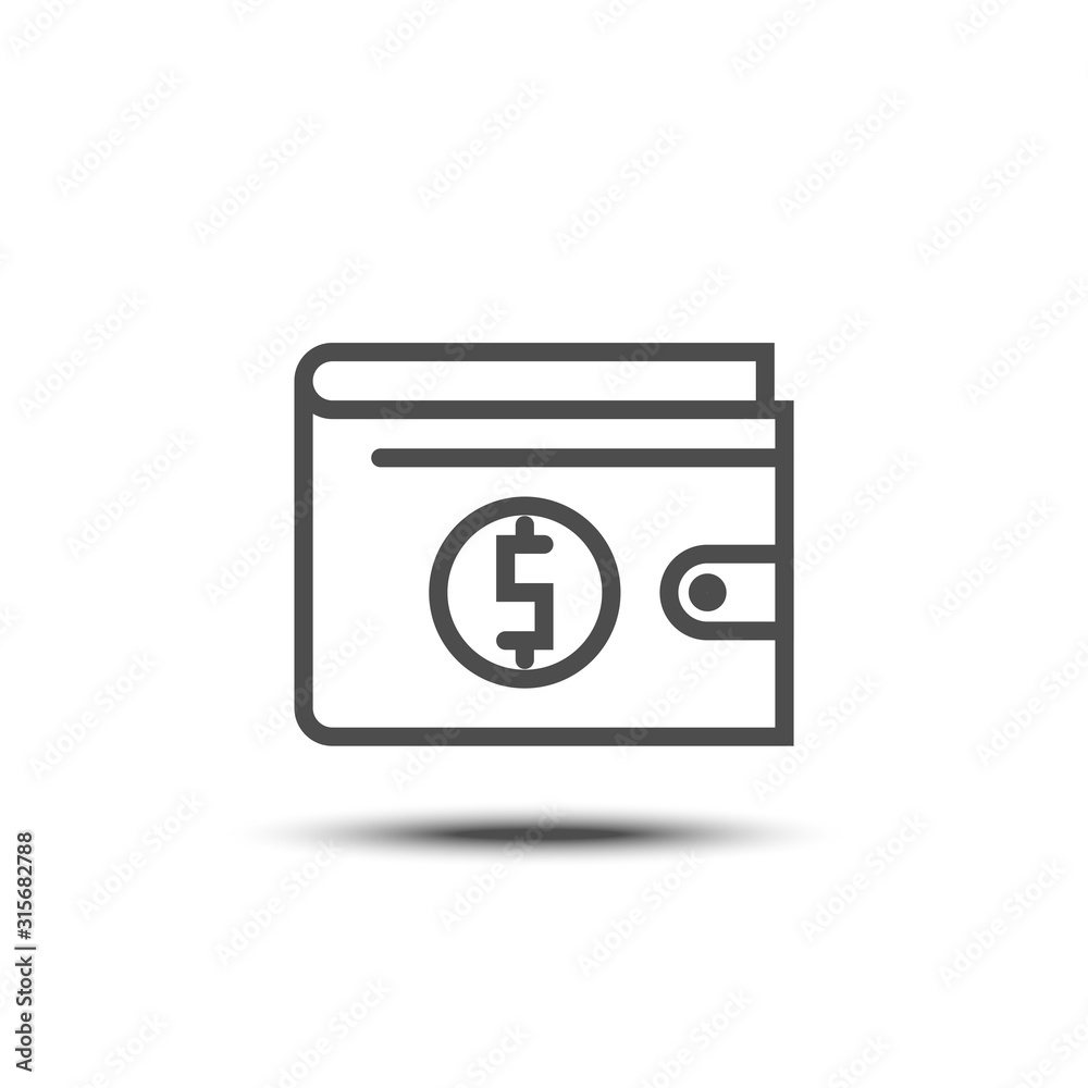Vector wallet thin line icon on white background Vector wallet thin line icon on white background