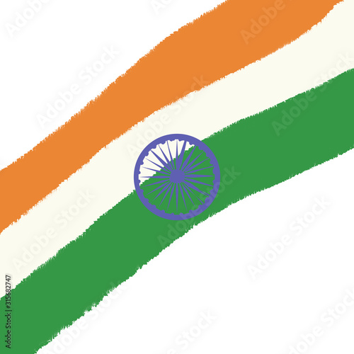 Flag of India made with colorful splashes isolated on white background. Paint smears