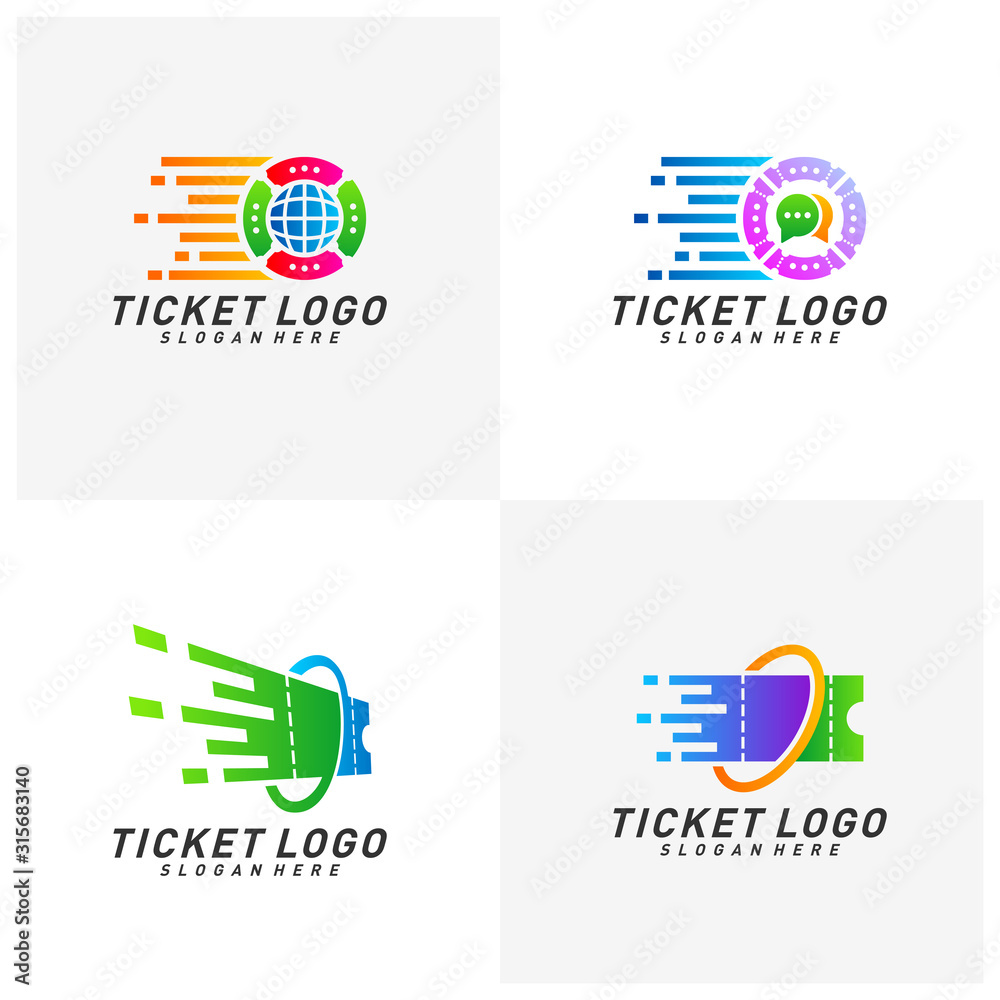 Set of Quick Ticket Logo Template Design Vector, Emblem, Creative design, Icon symbol concept Set of Quick Ticket Logo Template Design Vector, Emblem, Creative design, Icon symbol concept
