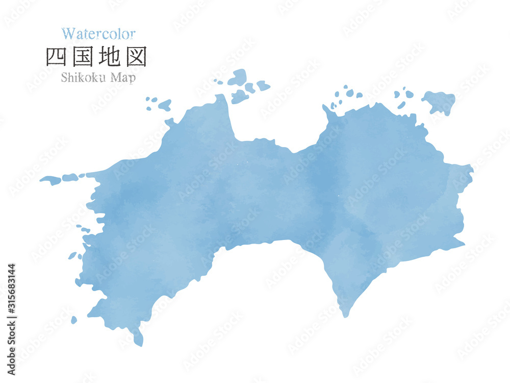 水彩風　四国地図