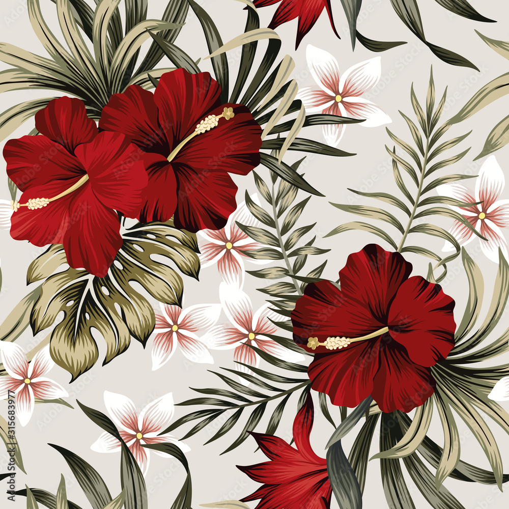 Hibiscus flowers in burgundy color